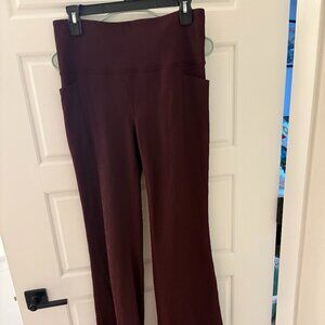 Athleta Salutation Stash Rib Flare Maroon Leggings